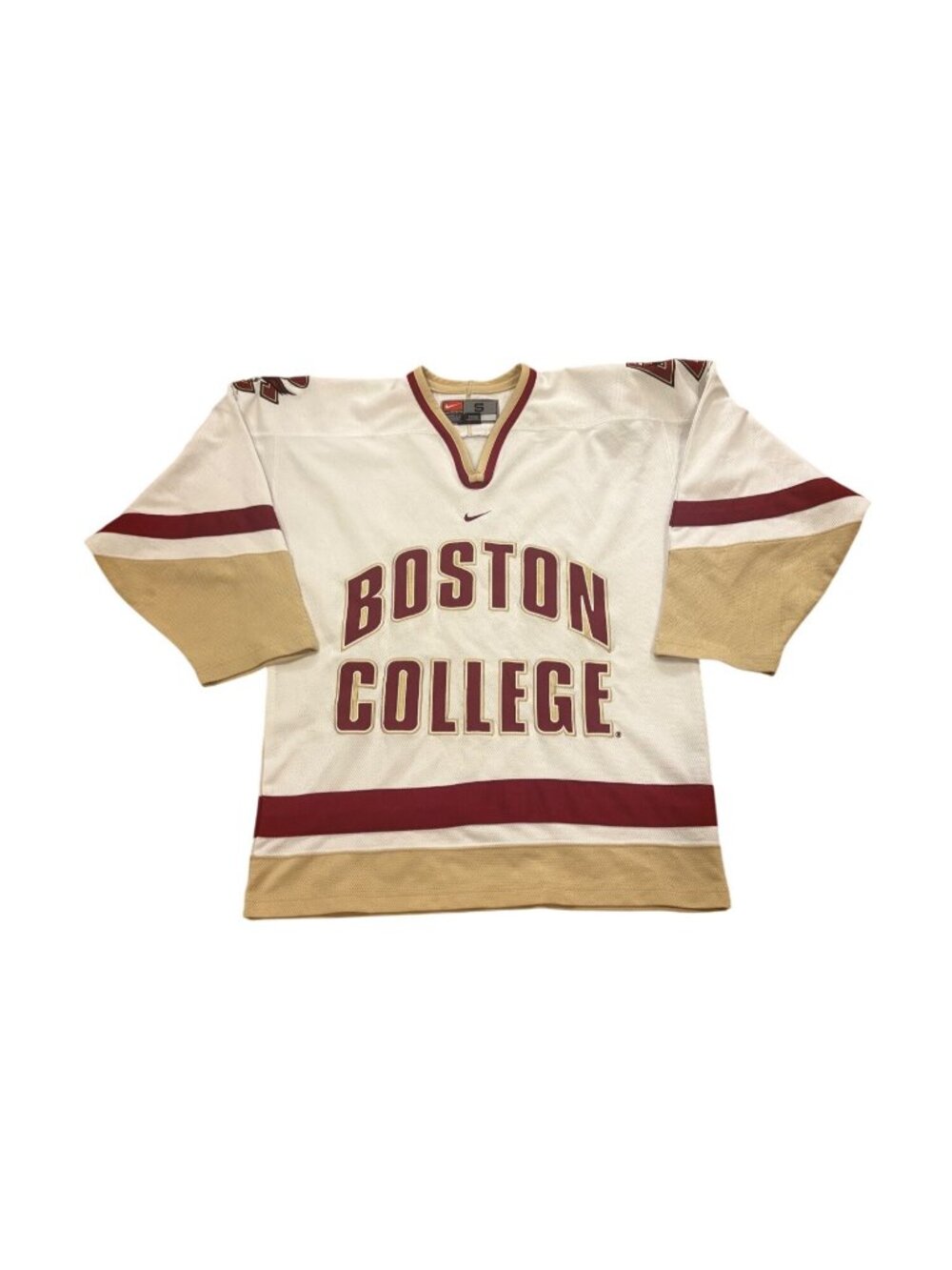 Vintage Nike Boston College Eagles Stitched NCAA Hockey Jersey White Men's Small